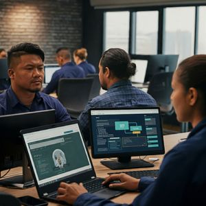 Icons representing online and in-person training